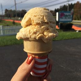 a hand holding a cone of ice cream