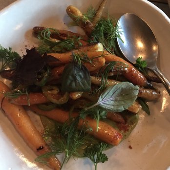 Manuela - Roasted carrots with avocado spread - New American Near Me - Los Angeles, California Manuela - Roasted carrots with avocado spread - New American Near Me - Los Angeles, California