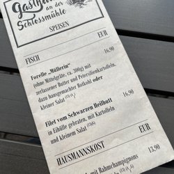 An der Schloßmühle - ... Speisekarte ...