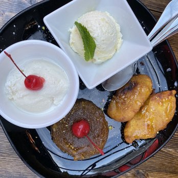 Kathakali - Kathakali special dessert - chai(ran out so replaced with vanilla ice cream), jack fruit ice cream, fried ripe bananas, kashi halwa - Indian Near Me - Kirkland, Washington Kathakali - Kathakali special dessert - chai(ran out so replaced with vanilla ice cream), jack fruit ice cream, fried ripe bananas, kashi halwa - Indian Near Me - Kirkland, Washington