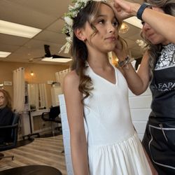 The Hair Saloon - Final touches with flower crown. Mai's attention to detail was impressive.