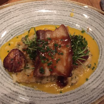 Matadora - Diver scallops over butternut squash riso - Spanish Near Me - Woburn, Massachusetts Matadora - Diver scallops over butternut squash riso - Spanish Near Me - Woburn, Massachusetts