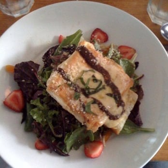 Sweet Basil - Baked Gouda over greens (with...yes, strawberries) - Italian Near Me - Needham, Massachusetts