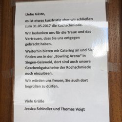 Sascha's Kochschmiede - Restaurant - Kochschmiede geschlossen