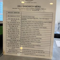 Broad Branch Market - Deli sandwich menu 11.2025