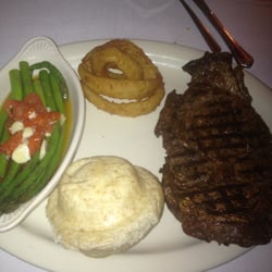Saxony Steak Room - 10oz Ribeye with asparagus.