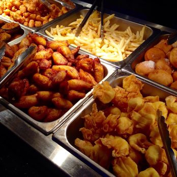 Flaming Grill - Fried selection: plantains, wontons, French fries, zucchini - Buffets Near Me - Hamilton Township, New Jersey