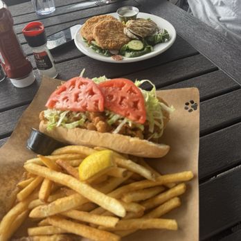 Boshamps Oyster House - Crawfish po'boy and BLT salad with chicken - Cajun/Creole Near Me - Destin, Florida Boshamps Oyster House - Crawfish po'boy and BLT salad with chicken - Cajun/Creole Near Me - Destin, Florida