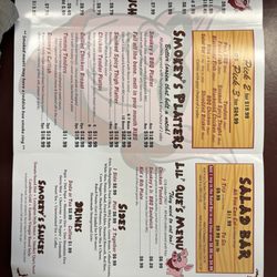 Smokey Que's - Inside menu