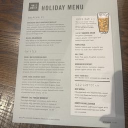 Holiday menu
