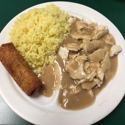 Bamboo Village Chinese Cafe - Peanut Chicken with Rice and Egg Roll