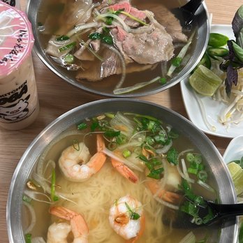 Pho Kitchen - Beef pho noodle and shrimp pho noodle soup. With the house milk yeah and strawberry milk tea - Vietnamese Near Me - Watsonville, California Pho Kitchen - Beef pho noodle and shrimp pho noodle soup. With the house milk yeah and strawberry milk tea - Vietnamese Near Me - Watsonville, California