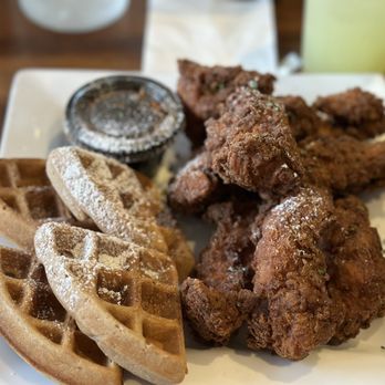 Hellenic - Chicken & Waffles w/ Spicy syrup - Greek Near Me - Coral Springs, Florida Hellenic - Chicken & Waffles w/ Spicy syrup - Greek Near Me - Coral Springs, Florida
