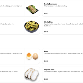 Tatsu Ramen - Sides + Extras Menu from Website (prices as of Nov 2024) - Ramen Near Me - Pasadena, California