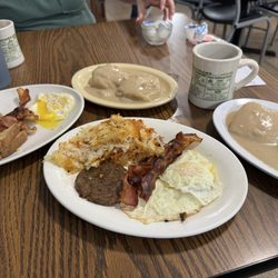 Hometown Restaurant - Hometown supper (bottom), Hometown Plate (left), biscuits and gravy