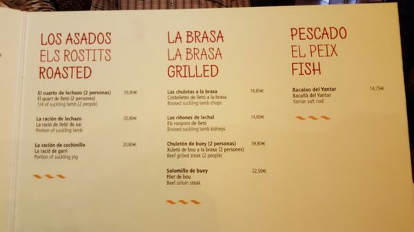 Menu photo 2 Yantar de la Ribera Barcelona, B Menu photo 2 Yantar de la Ribera Barcelona, B