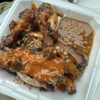 Tricks BBQ - Combo plate with pork ribs and chicken legs - Barbeque Near Me - Savannah, Georgia Tricks BBQ - Combo plate with pork ribs and chicken legs - Barbeque Near Me - Savannah, Georgia