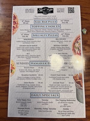 Menu photo 1 The Side Bar Tavern Inverness, FL Menu photo 1 The Side Bar Tavern Inverness, FL