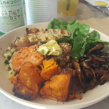 Flower Child - Mother Earth Bowl with Chicken and a Ginger Brew - New American Near Me - Phoenix, Arizona Flower Child - Mother Earth Bowl with Chicken and a Ginger Brew - New American Near Me - Phoenix, Arizona