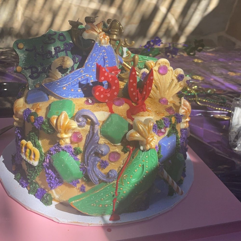 Mardi Gras themed cake