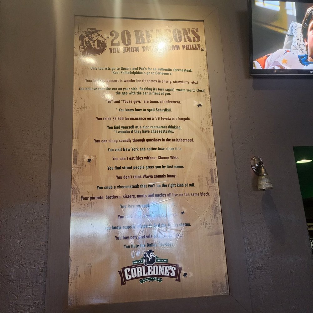 Corleone's - 20 Reasons you know you're from Philly. - Cheesesteaks Near Me - Phoenix, Arizona
