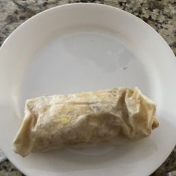 ows a burrito on a plate