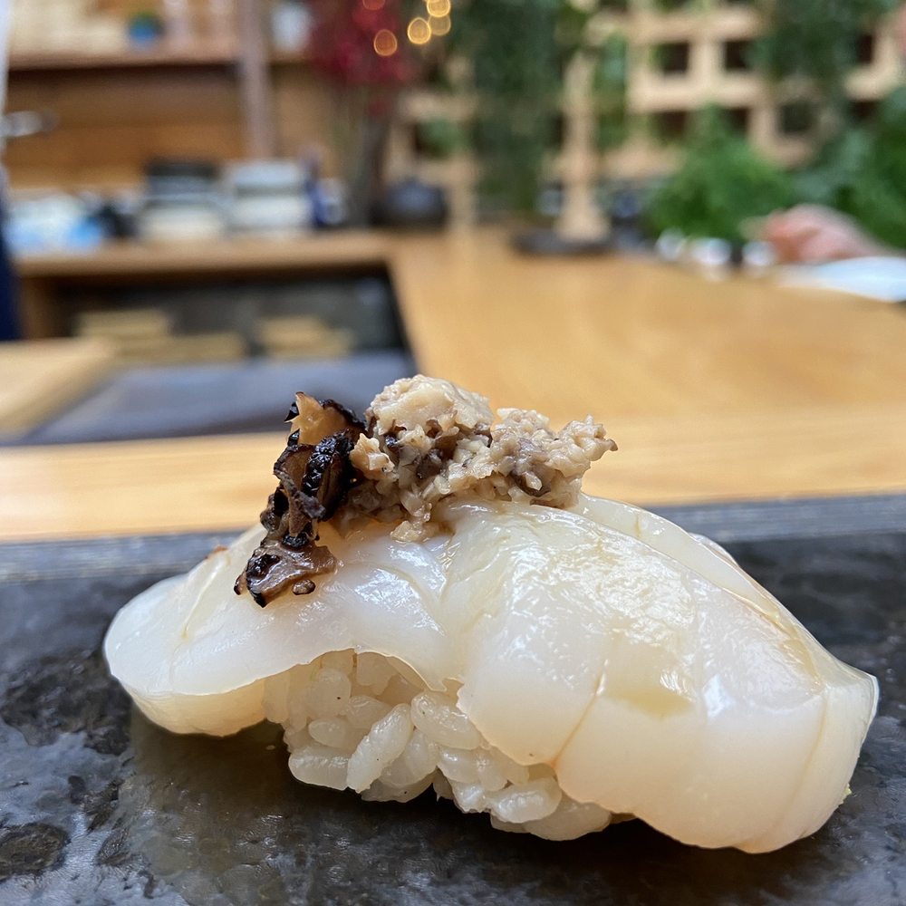 Sushi Lab Rooftop - Scallop with truffled mushroom - Japanese Near Me - New York, New York Sushi Lab Rooftop - Scallop with truffled mushroom - Japanese Near Me - New York, New York