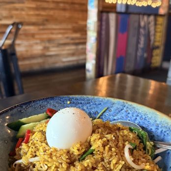 Reckless Noodle House - Reckless fried rice with pork belly-very flavorful, but on the salty side - Bars Near Me - Seattle, Washington