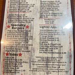Pop A Top Saloon & Café - Menu