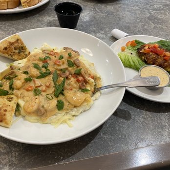 Another Broken Egg Cafe - Shrimp and cheese grits and crab cake.  Both are good alone but paired together you will thank me later. - Breakfast & Brunch Near Me - Fishers, Indiana