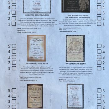 Gershon Bachus Vintners - Tasting Menu (as of our 1/17/26 visit). Other varietals also available. - Venues & Event Spaces Near Me - Temecula, California
