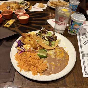 Miguel's Cocina - Classic Fish Taco and Carne Asada Taco (My friend and I swapped tacos) - Mexican Near Me - Carlsbad, California Miguel's Cocina - Classic Fish Taco and Carne Asada Taco (My friend and I swapped tacos) - Mexican Near Me - Carlsbad, California