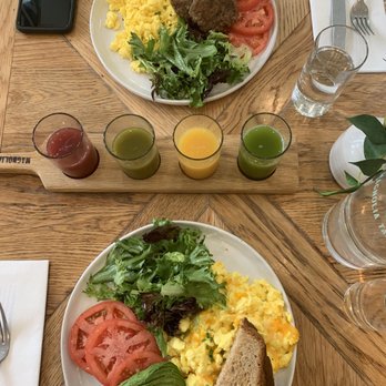 Magnolia Table - Fresh juice flight Super healthy breakfast. Was filling and delish - Breakfast & Brunch Near Me - Waco, Texas Magnolia Table - Fresh juice flight Super healthy breakfast. Was filling and delish - Breakfast & Brunch Near Me - Waco, Texas