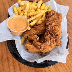 The Hi-Mark - Chicken tenders, fries, and sauce at The Hi-Mark