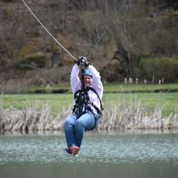 Penny zipping across the water! Penny zipping across the water!