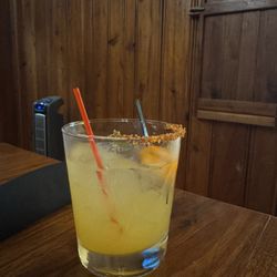 King Cropp Kitchen - Sungold Margarita - Sungold Simple Syrup-Jose Silver-Citrus-Fresh Basil & Tomato Garnish-Tajin Rim
