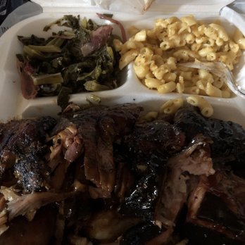 Freddy B's BBQ - Rib tips, greens and mac n cheese that was dry with hardly any cheese. - Barbeque Near Me - Antioch, California