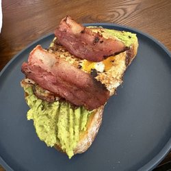 Bacon, egg, avocado toast