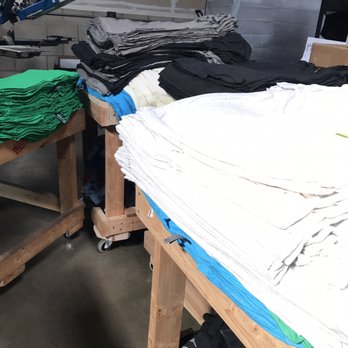 moxie3innovations - Stacks of shirts ready for printing!  Here we go... - Screen Printing Near Me - Aiea, Hawaii