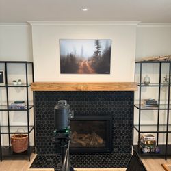 FullCircle Handyman Services - After: Custom fireplace mantel securely installed and perfectly leveled using laser tools in Fair Oaks.