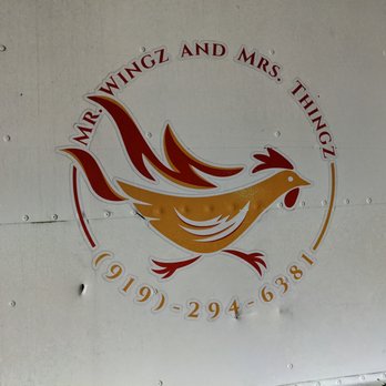 Mr. Wingz and Mrs. Thingz - Logo on driver side of food truck. - Food Trucks Near Me - Durham, North Carolina