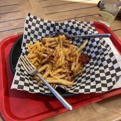 Cardinal Café - This is the actual portion size of the $15 Gold Digger fries (minus two bites). Much smaller than the picture on the website.