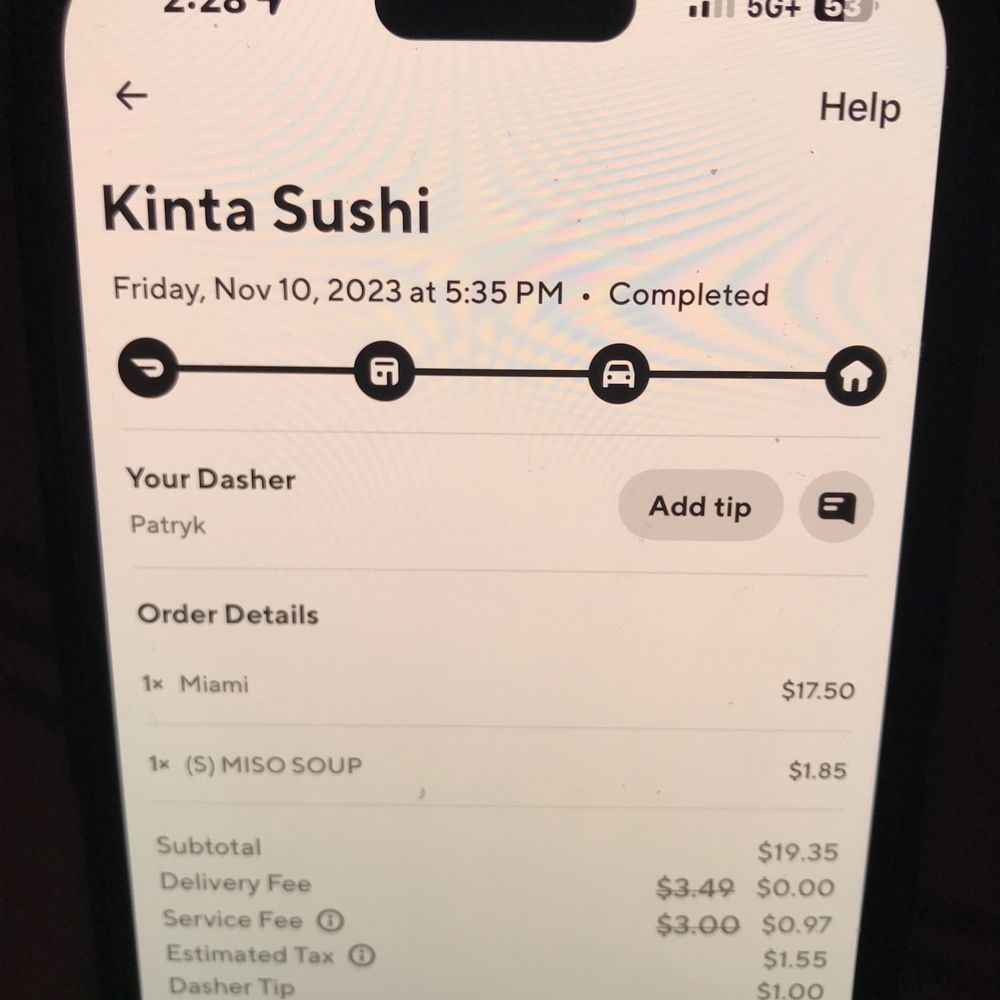 Kinta Sushi - Door dash receipt for order - Sushi Bars Near Me - Carol Stream, Illinois Kinta Sushi - Door dash receipt for order - Sushi Bars Near Me - Carol Stream, Illinois