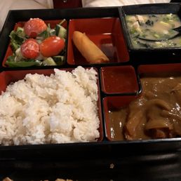 Bento box with curry pork