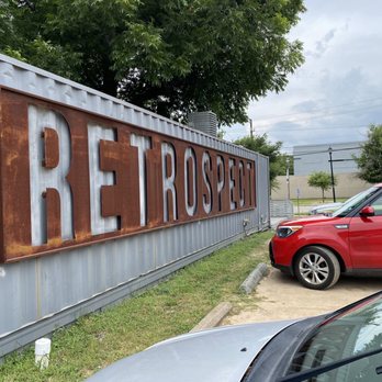 Retrospect Coffee Bar - A repurposed shipping container they have used to create restrooms. This is a shot from the parking lot. - Coffee & Tea Near Me - Houston, Texas Retrospect Coffee Bar - A repurposed shipping container they have used to create restrooms. This is a shot from the parking lot. - Coffee & Tea Near Me - Houston, Texas