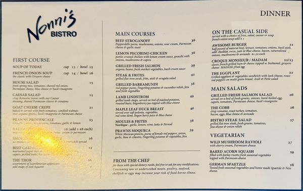 Menu photo 1 Nonni's Bistro Pleasanton, CA Menu photo 1 Nonni's Bistro Pleasanton, CA