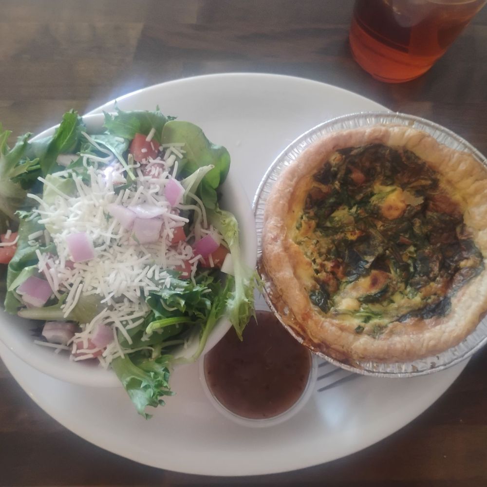 O Happy Bread - Spinach and cheese quiche with salad and nice balsamic dressing - Bakeries Near Me - Pahrump, Nevada