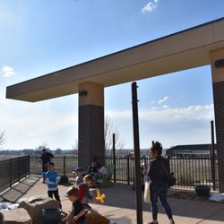 Carbon Valley Regional Library - Library patio on a sunny day
