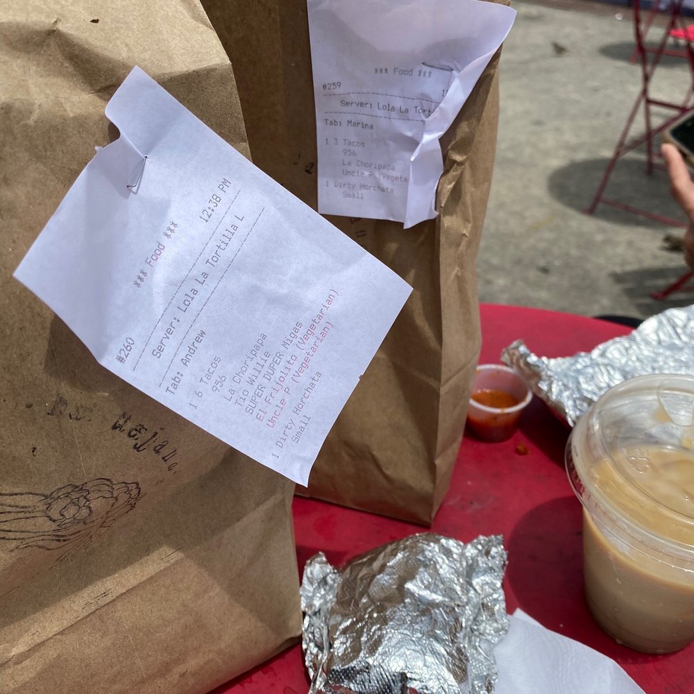 La Tejana - Bunch of their tacos and dirty horchata. - Tex-Mex Near Me - Washington, DC, District of Columbia La Tejana - Bunch of their tacos and dirty horchata. - Tex-Mex Near Me - Washington, DC, District of Columbia
