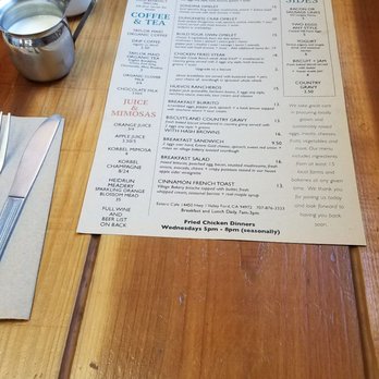 Estero Cafe - Breakfast menu on wood table. - Breakfast & Brunch Near Me - Valley Ford, California Estero Cafe - Breakfast menu on wood table. - Breakfast & Brunch Near Me - Valley Ford, California